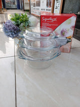 High Borosilicate Glass Casserole with lid 3pcs/set