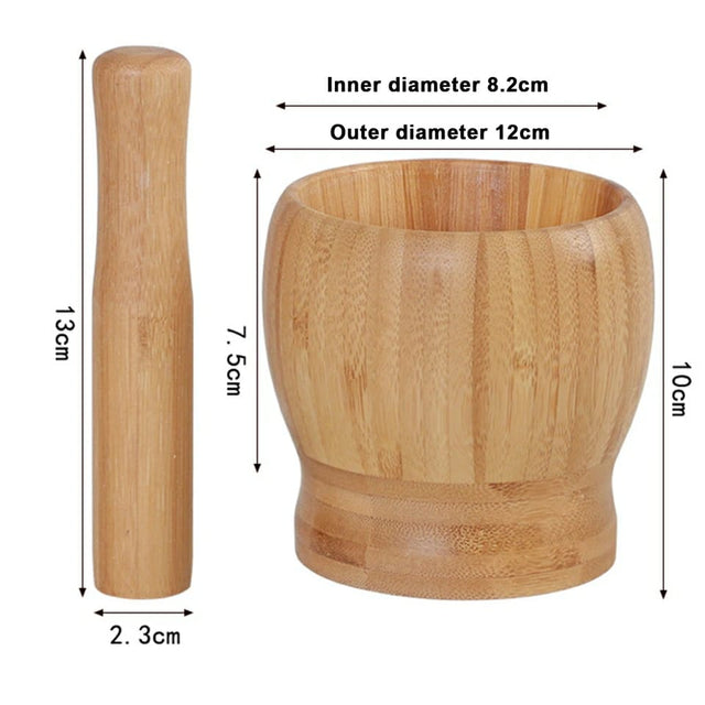 Wooden pestle && Masher Bowl