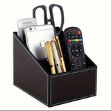 Multi-Compartment Leather Desk / Remote Organizer