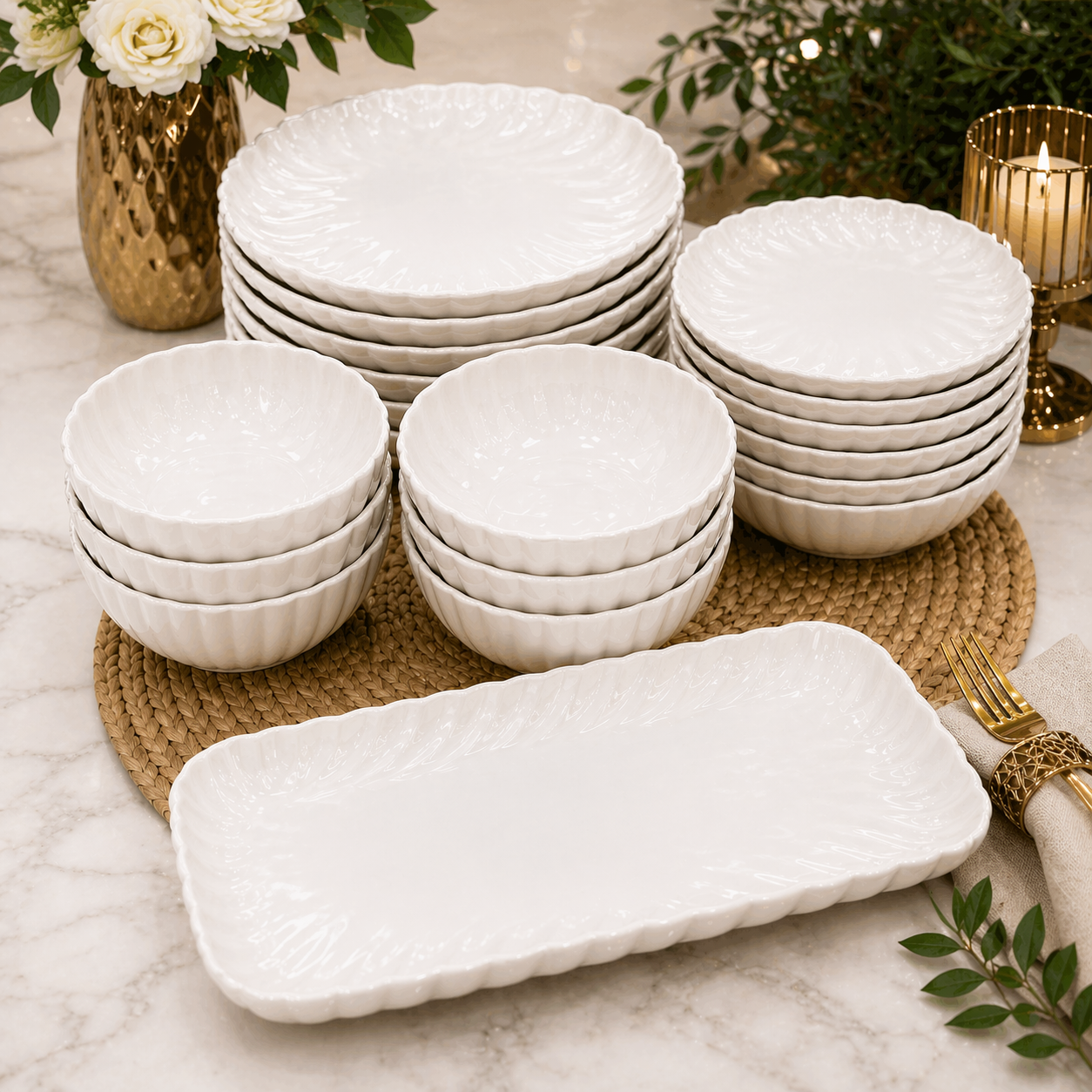 25pcs Elegant Ceramic Dinner Set Kenya – Premium Modern Tableware  iDecorators
