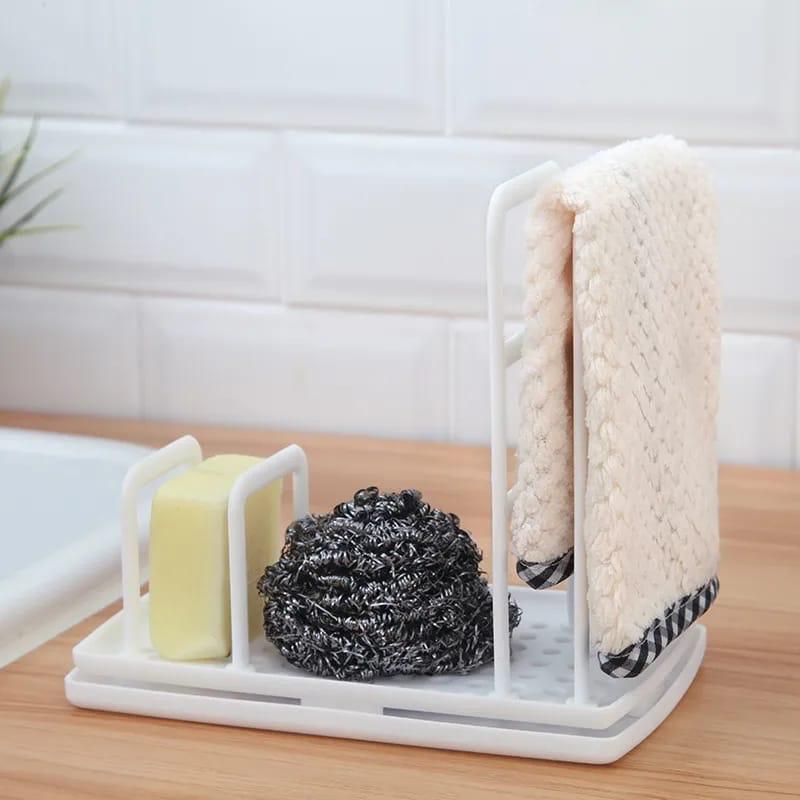 Kitchen Sponge Drainer Rack Towel Holder Sink Shelf Kitchen Organizer Storage Basket Adjustable Bathroom