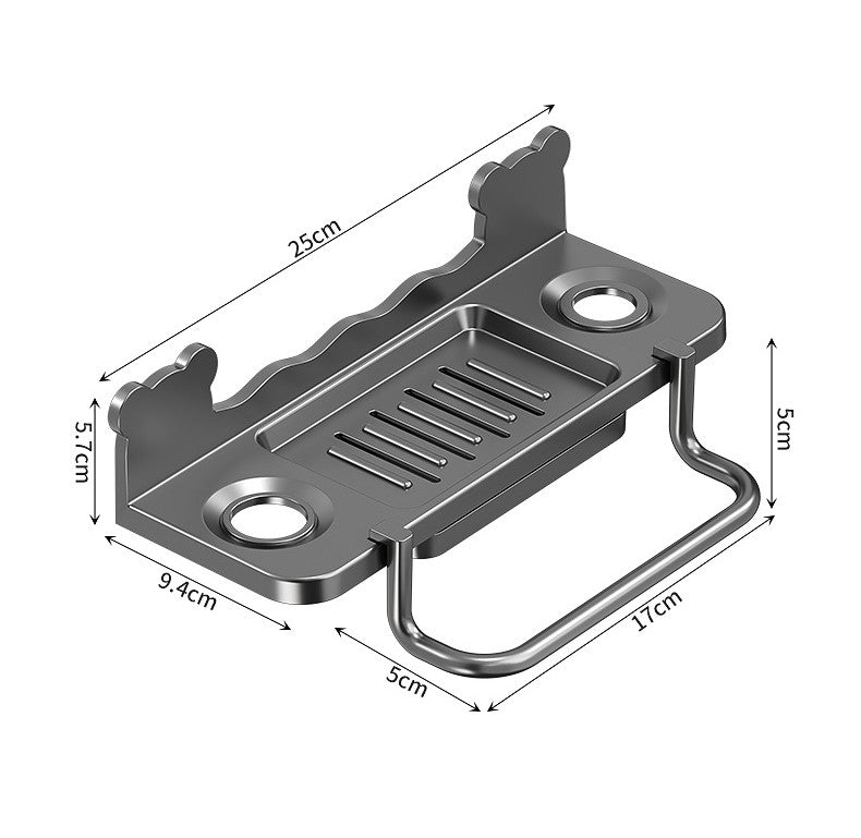 Wall-Mounted Stainless Steel Soap &amp; Dispenser Holder — Black