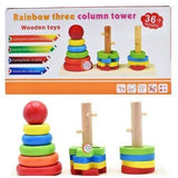 Rainbow Three Column Tower – Wooden Educational Toy (36+ Months)