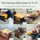 Foldable wooden sofa armrest tray clip on table for couch convenience