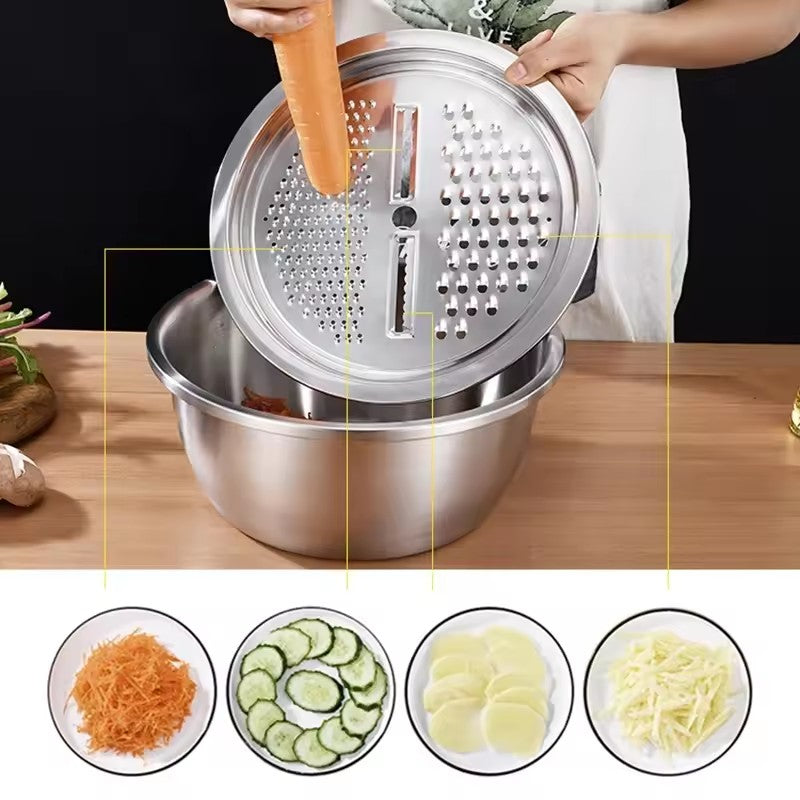 Stainless Steel Mixing Bowl &  Colander Set with Lids (304 Grade) 4-Piece set 26cm
