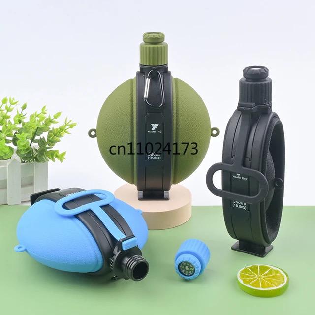 camping outdoor Foldable Silicone Water Bottle With Compass 580 ml