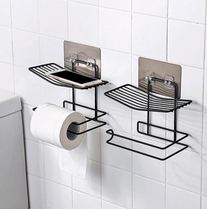 Wall mounted tissue holder with rack