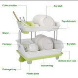 2 tier dish rack white green drainage tray kitchen counter — iDecorators Kenya