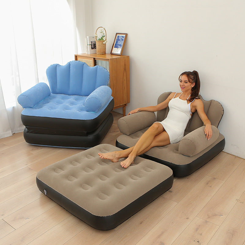 inflatable Couch lazy Sofa bed with L-shaped armrest / 1 Seater Sofa pull out bed