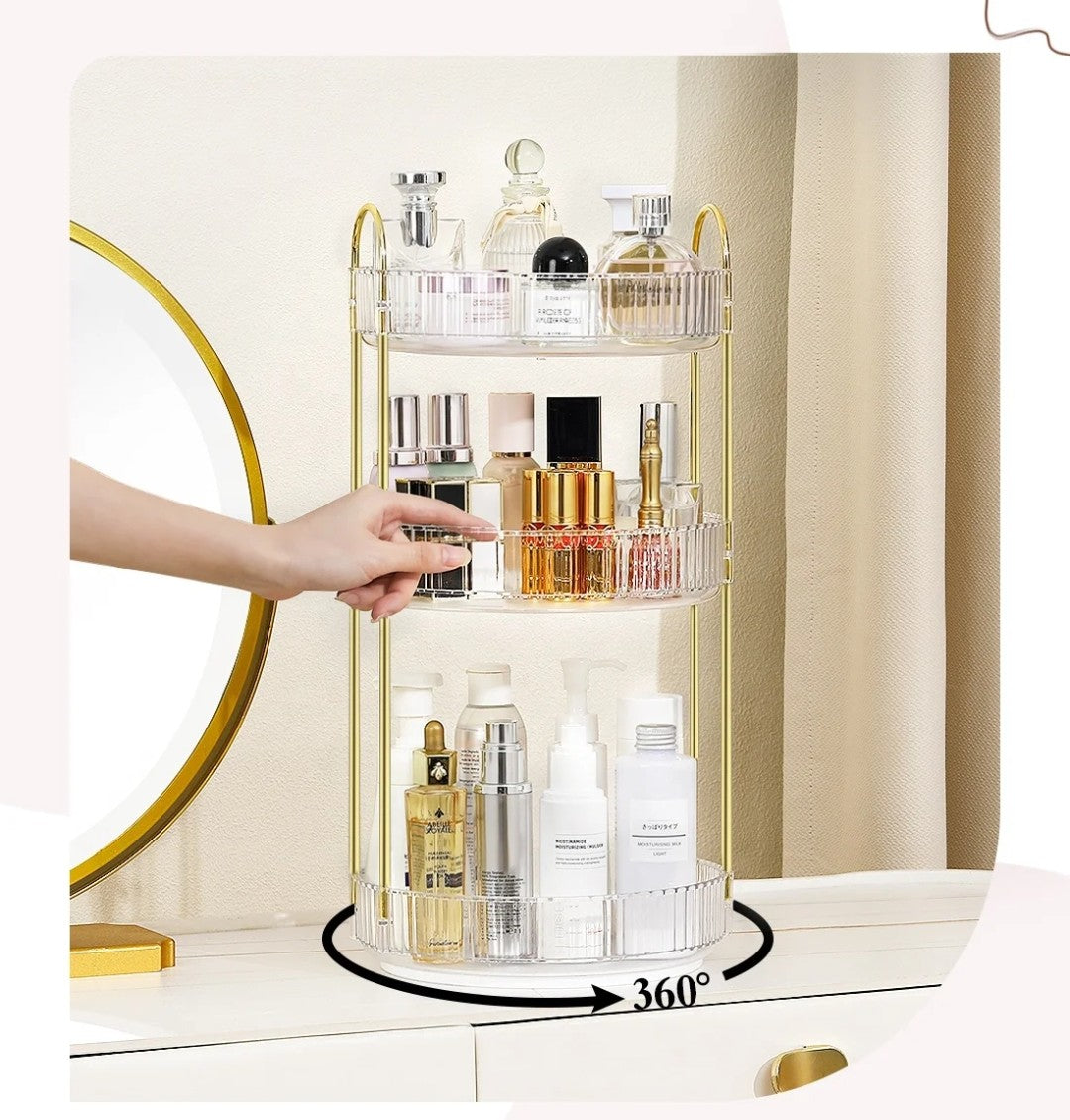 360° Rotating 3 Tier Acrylic Cosmetic & Perfume Organizer Rack  grc