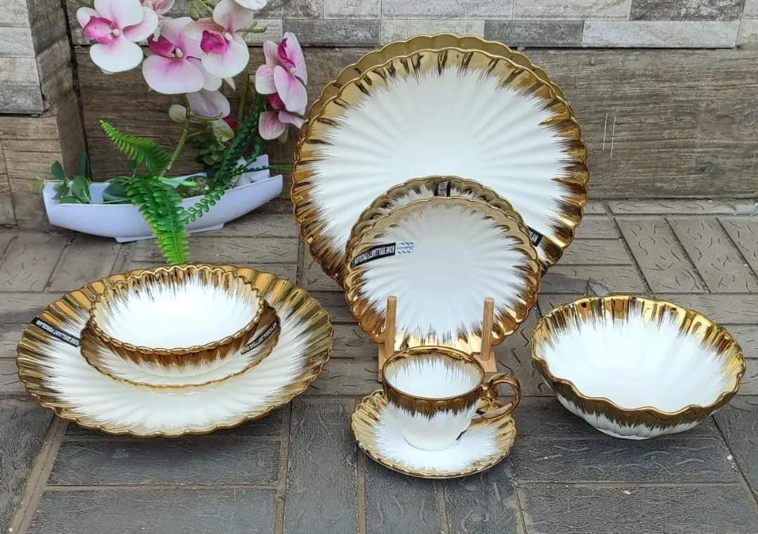 36pcs Nordic classy dinner set with gold rim