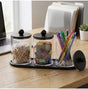 3 Piece Acrylic Storage Jars — Bathroom and Desk Organizer with Tray cry
