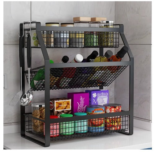 3 TIER MULTIFUNCTIONAL METALLIC KITCHEN SPICE RACK – iDecorator