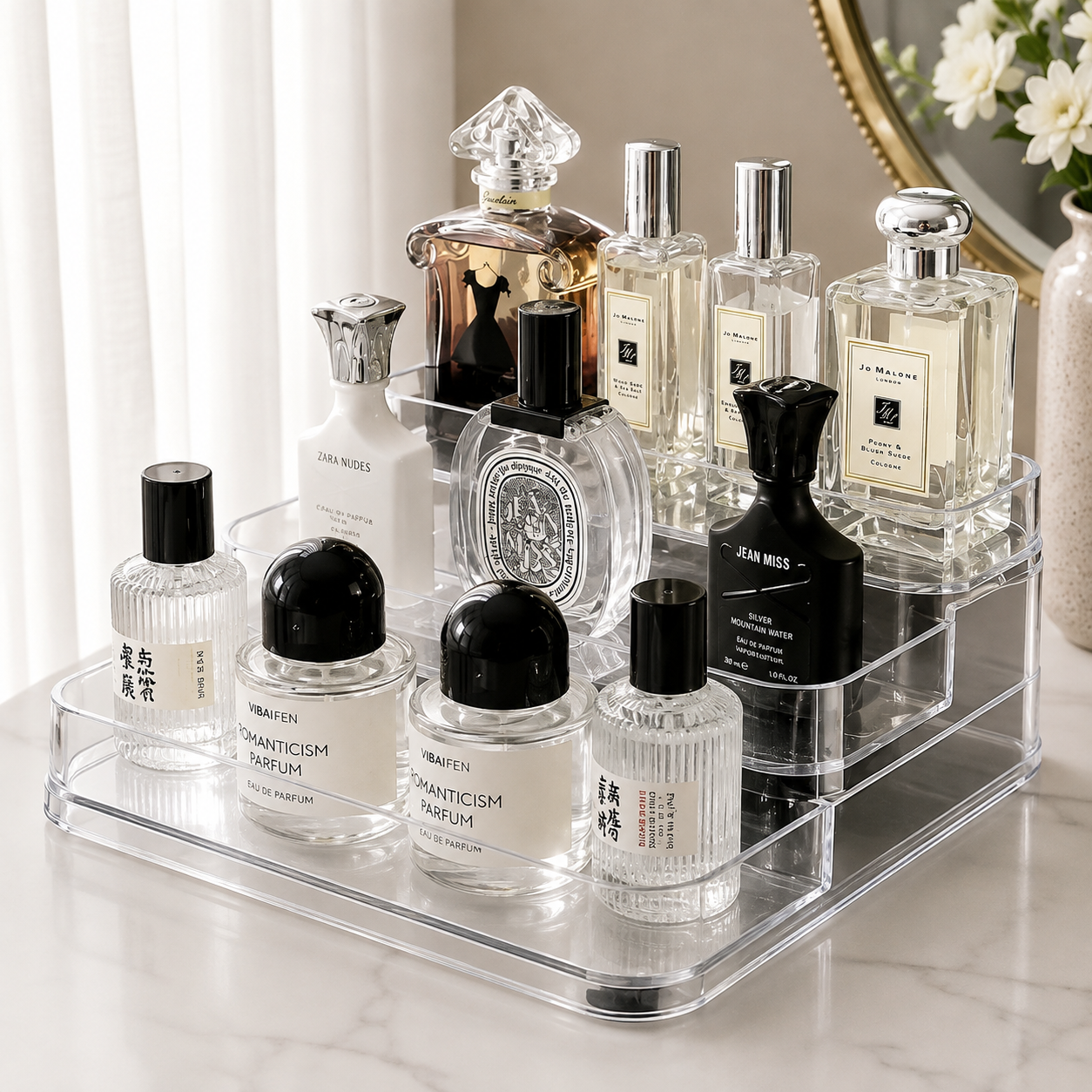 3 Tier Clear Acrylic Perfume & Desktop Display Rack grc