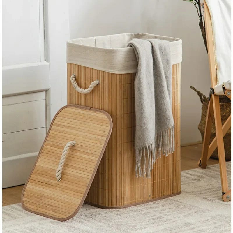 FOLDABLE LARGE CAPACITY Wooden laundry basket