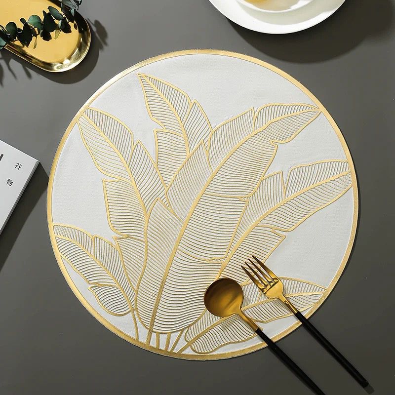 ROUND PRINTED gold place mats 6pcs