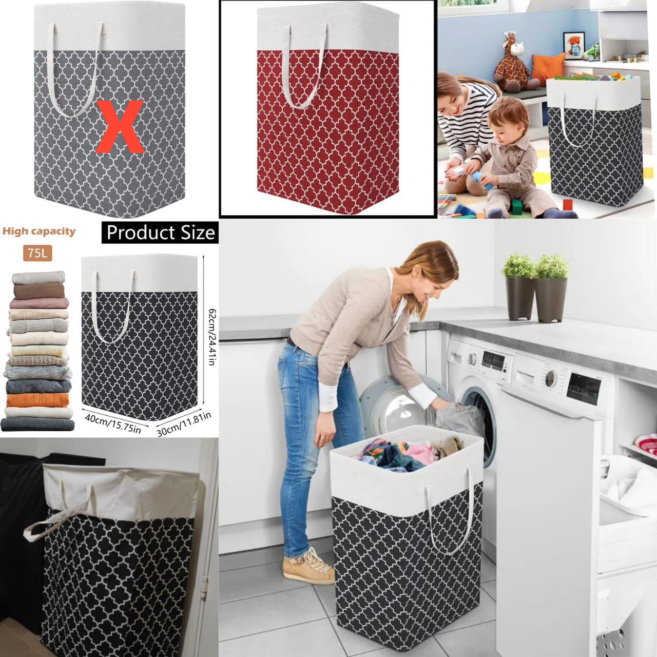 Laundry basket with handles