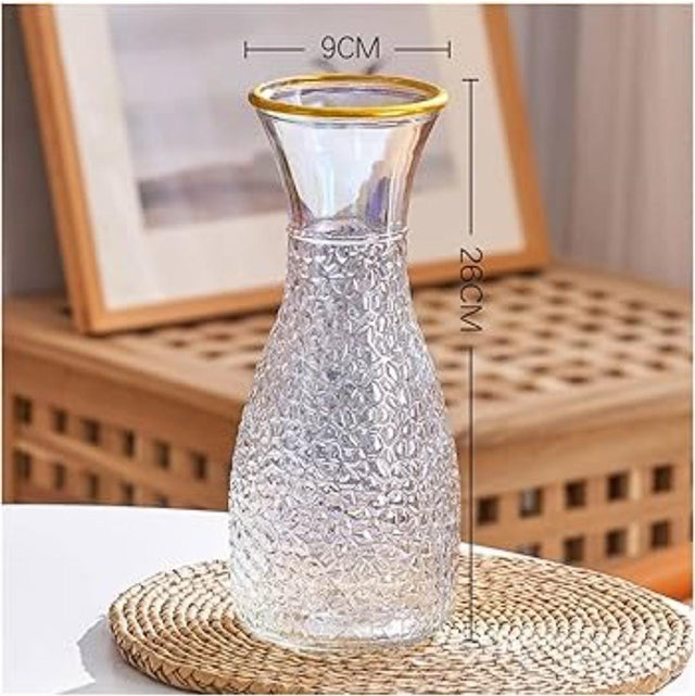 Dia 9cm by 26cm high Gold Brim glass flower vase