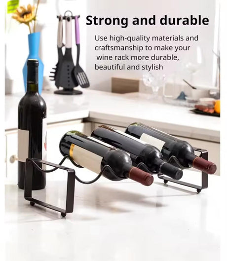 4-Bottle Metal Wine Rack 17 × 4 Inches