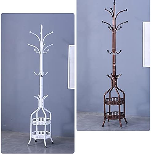 Coat Stand Enteryway Coat Rack Stand Free Standing Coat Rack with 2 Storage Shelves