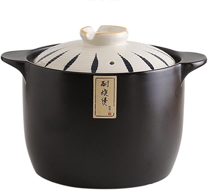 Clay Pot for Cooking,Casserole Retro Japanese Style Ceramic Stew Pot Clay Casserole Household,Leak Proof Heat Resistant Casserole Cookware for Cooking Any Food,5L