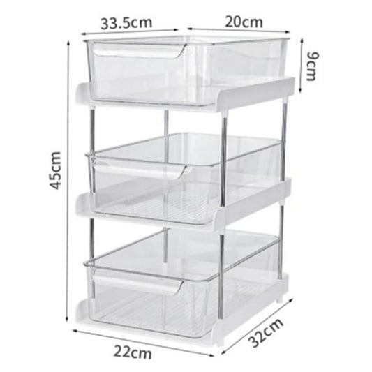 3 TIER multifunctional Organiser with clear drawer bins