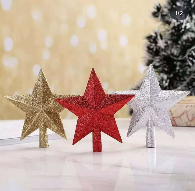 Festive Glitter Tree Topper Star 25cm