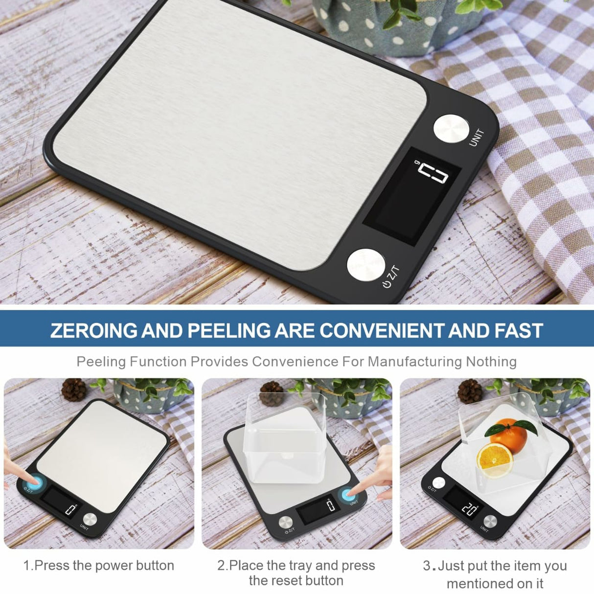 Updated Digital Kitchen Scale – Large Weighing Panel