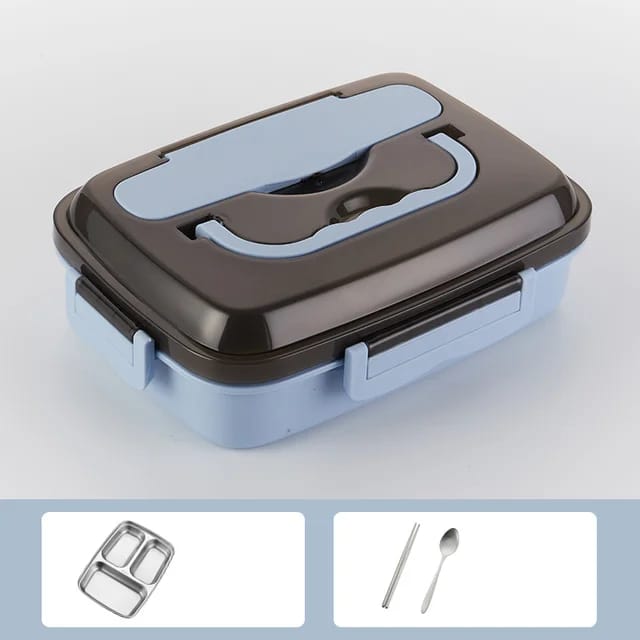 3 Grid Stainless Steel Lunch Box With Spoon and Chopsticks