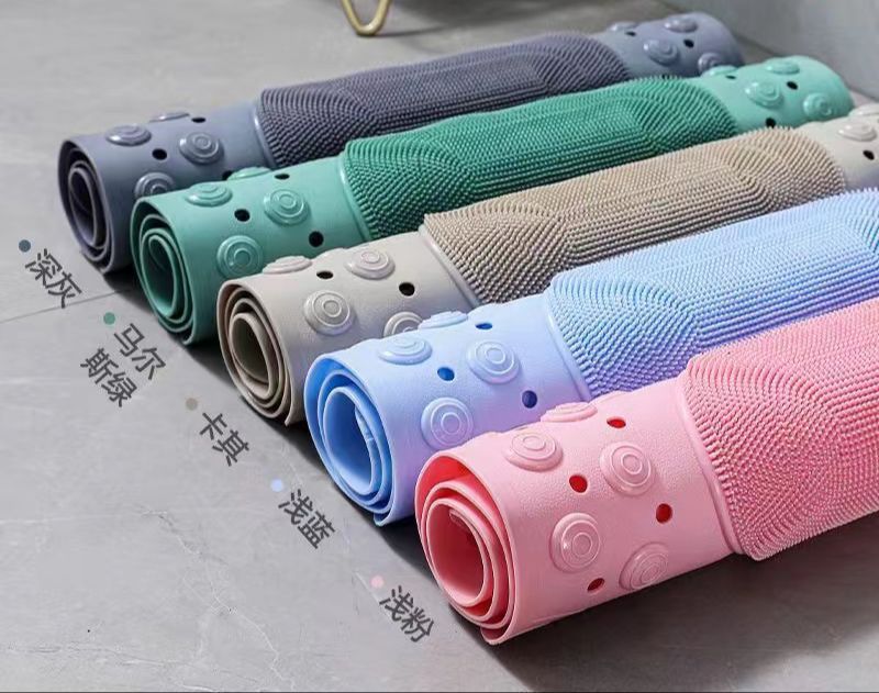 Non-Slip Bath Mat with Foot Scrubber, Suction Cups and Drain Holes. (50 x80cm)