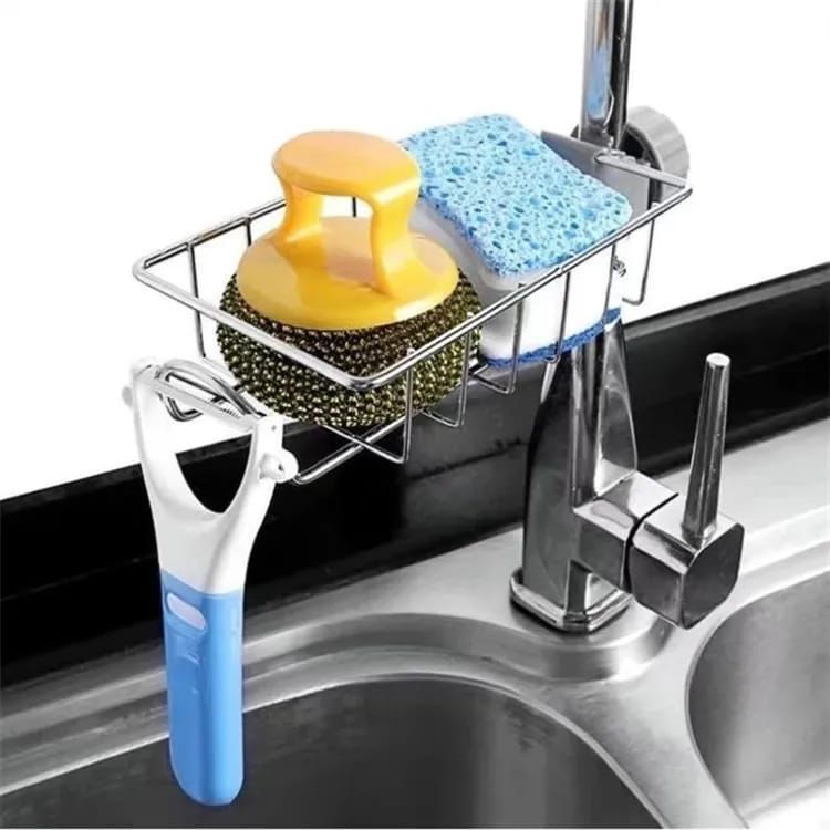 Kitchen Stainless Steel Sink Drain Rack Sponge Storage Faucet Holder Soap Drainer Towel Rack Shelf Organizer Kitchen Accessories