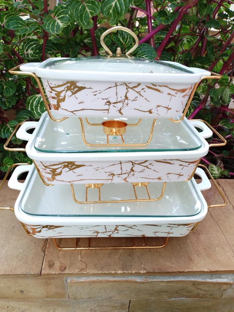 3 pcs ceramic chaffing dishes