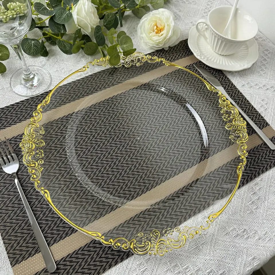 ✅Charger plate 33cm//13inch with GOLD, Acyric round and SQUARE