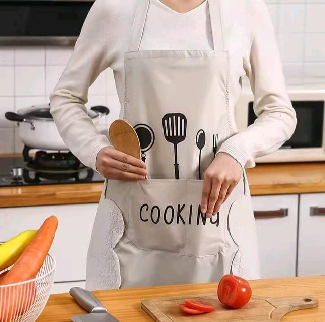Hand-Wiping Kitchen Cooking Apron – Oil-Proof Adult Apron