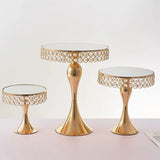 Gold Crystal Rim Cake Stand 3-piece set (20 cm, 25 cm, 30 cm)