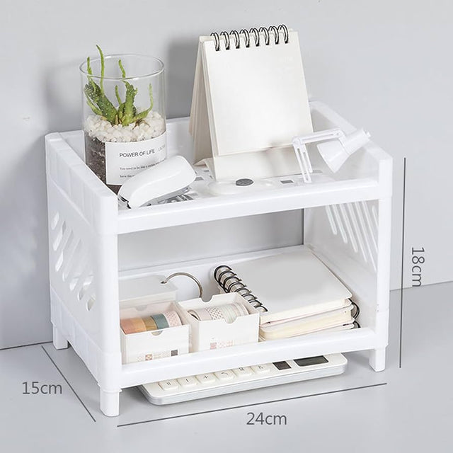 Plastic 2-layer detachable desktop organizer tray Dimensions 24 × 15 × 18 cm