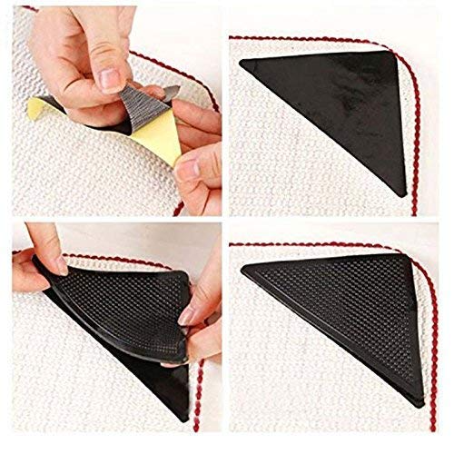 Ruggies Rug Carpet, Mat Grippers Non Slip Grip, Corners Pad Anti Skid Reusable Washable Silicone Grippers