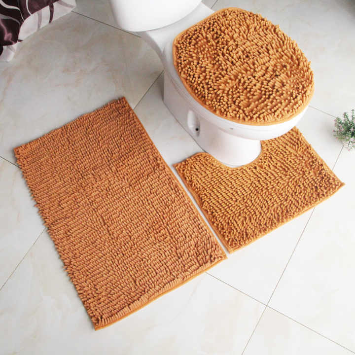 Absorbent Non-slip microfibers 3pcs toilet mat