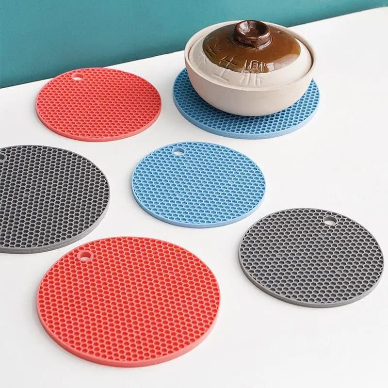 Round heat resistant silicone mat nonslip pot holder drink cup coaster