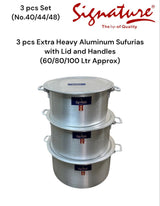 Extra Heavy Aluminum Sufurias with Lid and Handles 3 pcs