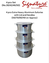 Extra Heavy Aluminum Sufurias with Lid and Handles 4 pcs