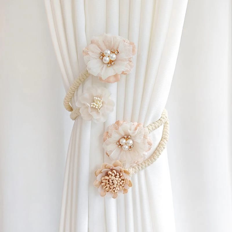 Flower Curtain Hooks Tiebacks Twist Bough Rope Curtain Tie Backs Buckle Clips for Living Room Bedroom Curtain Holder for Drapes