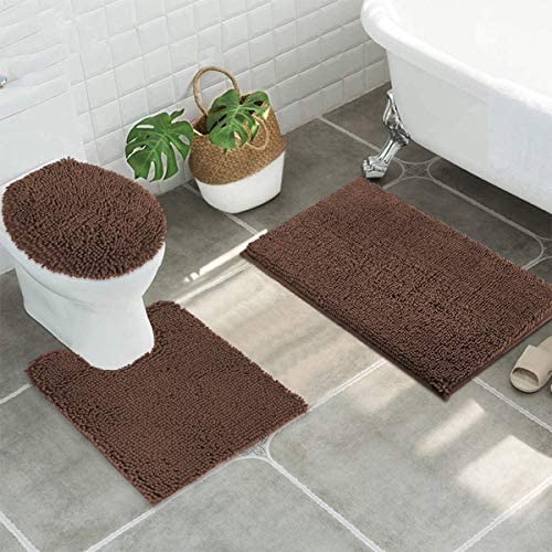 Absorbent Non-slip microfibers 3pcs toilet mat