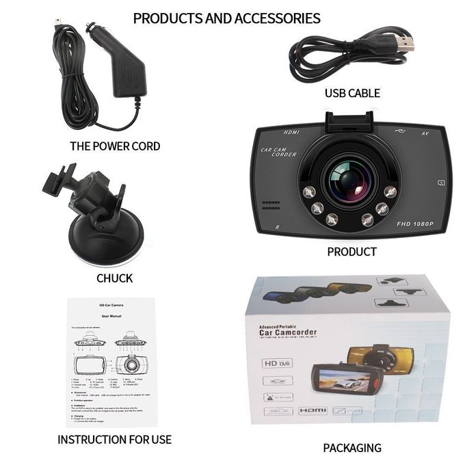 Car DVR Dash Camera with Night Vision &amp; G-Sensor 1080P HD