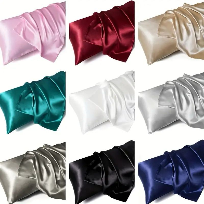 Satin Silk Bed Pillowcases PAIR