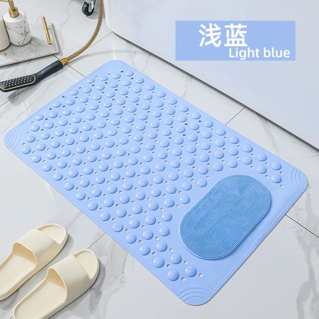 Non-Slip Bath Mat with Foot Scrubber, Suction Cups and Drain Holes. (50 x80cm)