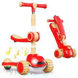 Kids’ Foldable Scooter with Seat – Musical, LED Lights &amp; Adjustable Design