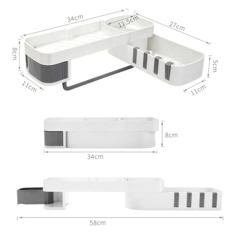 Rotating corner bathroom organizer