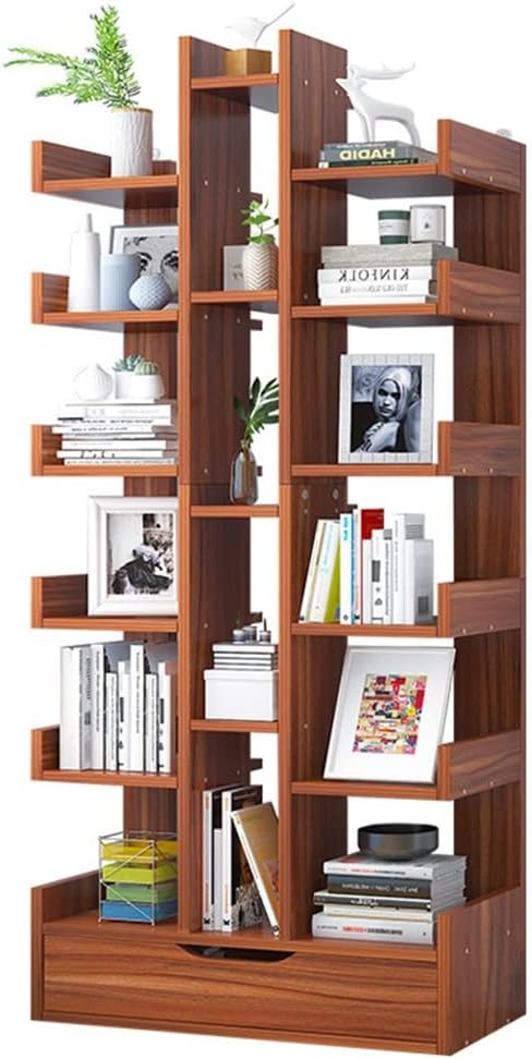 bookshelf Bookshelf with Drawer Wood Storage Rack for Books Utility Organizer Shelves for Living Room Bedroom Home Office bookcase