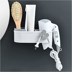 Punch-Free Wall-Mounted Bathroom rack with  Electric Hair Dryer slot